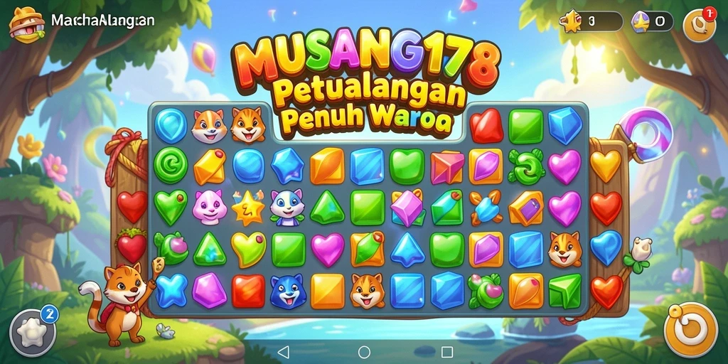 Tampilan gameplay MUSANG178 yang penuh warna dan dinamis.