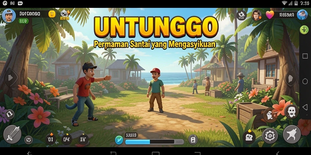 Tampilan gameplay UNTUNGGO yang ceria dan menarik.